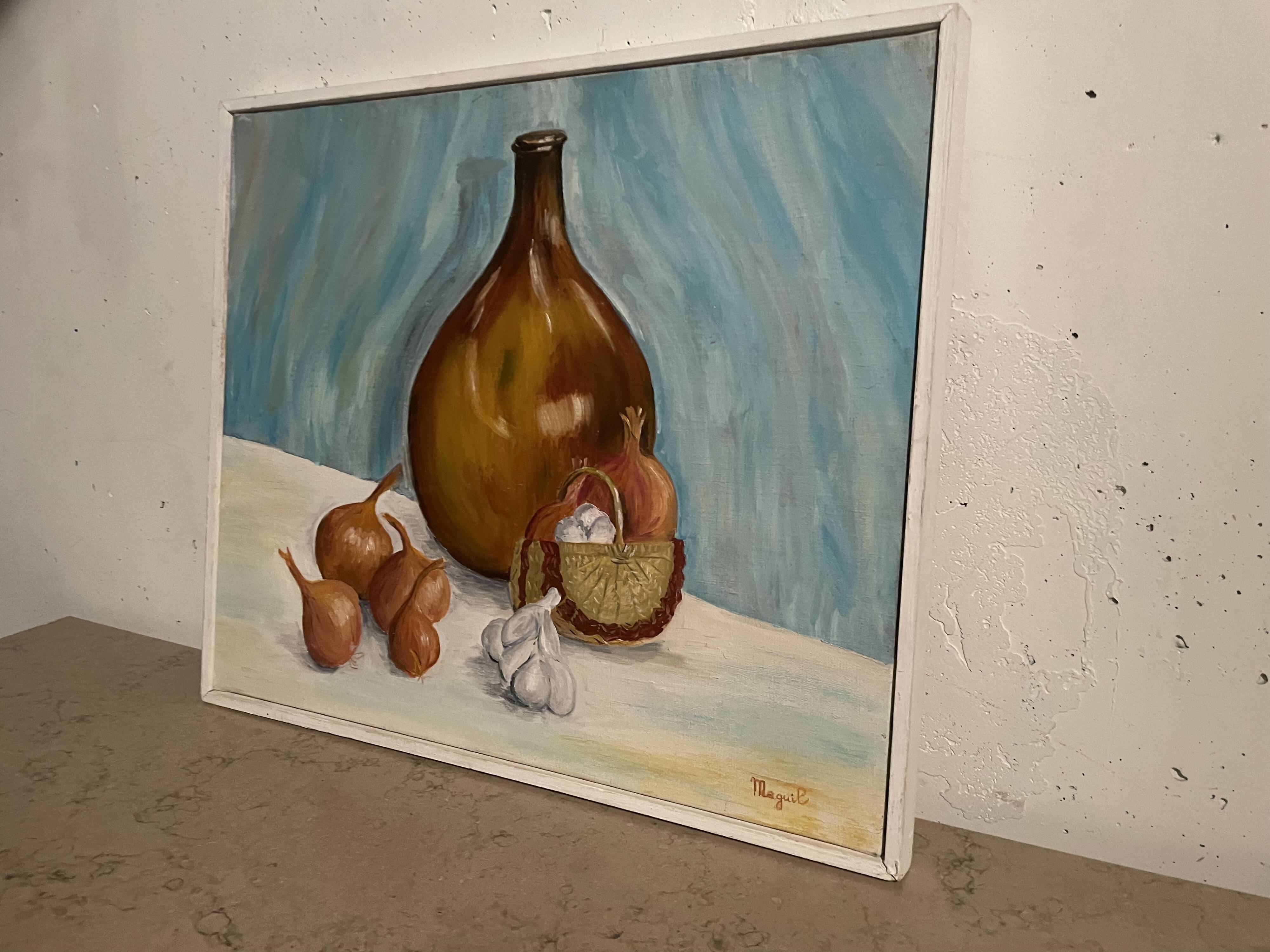 Still life with garlic and onions
