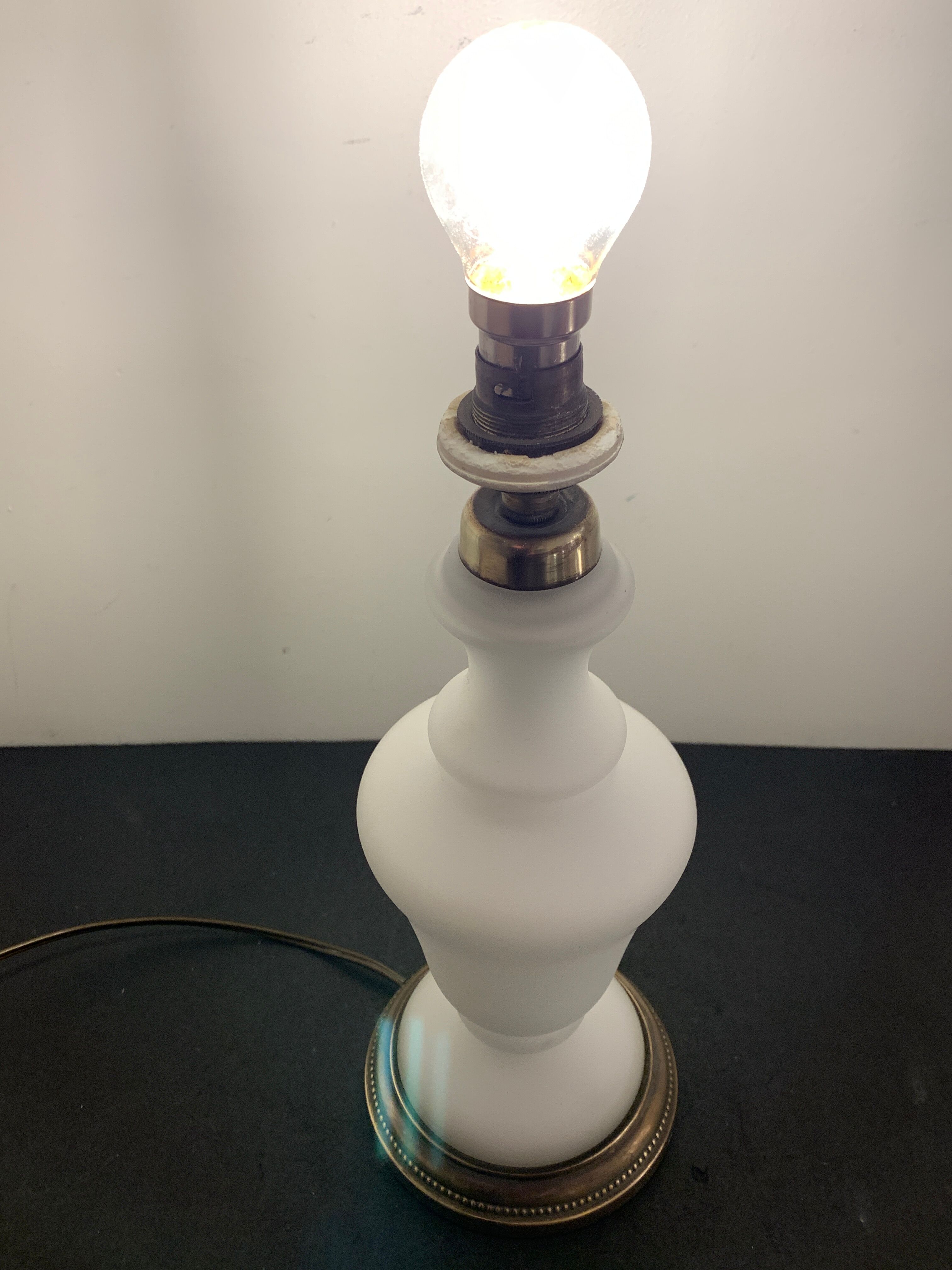 Lamp foot in Opaline de Sèvres and brass, 1950