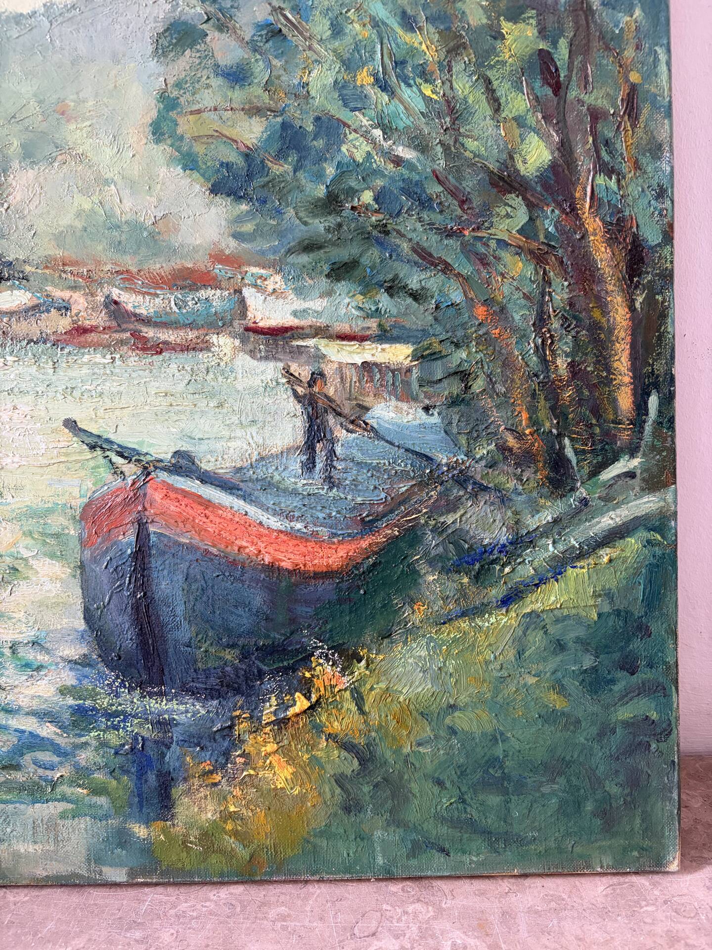 Banks of the Seine at Bougival, oil on canvas signed