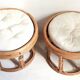 Pair of poufs from the 70s, diameter 44.8 cm.