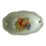 Openwork porcelain basket with fruit still life decor