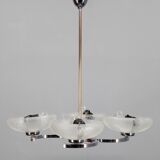 1950s Chrome and Glass Chandelier by Napako, Czechoslovakia