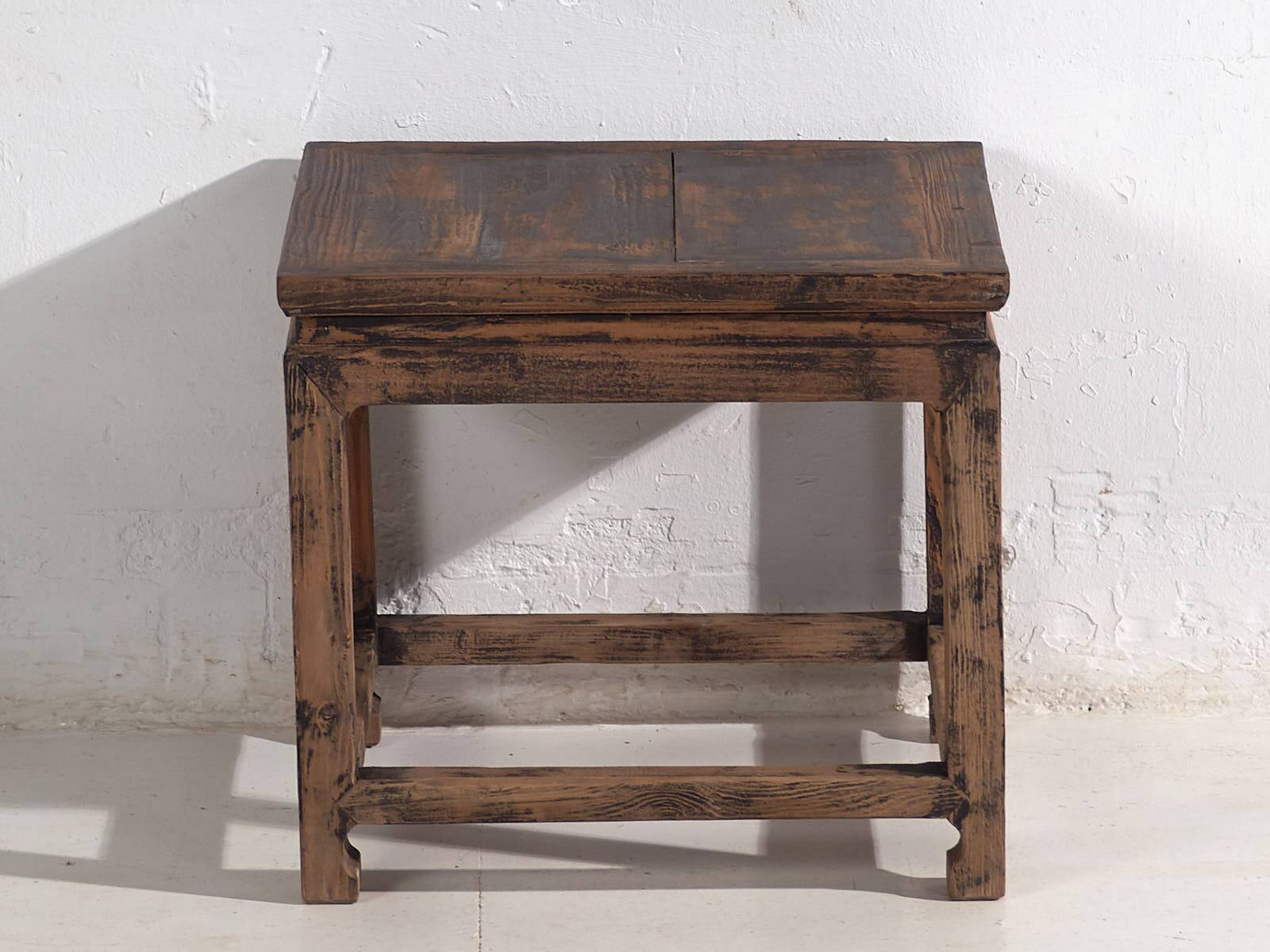 Square side table in old solid wood
