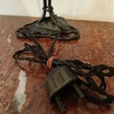 Lampe à poser Art Déco, pied fer forgé et tulipe en pate de verre