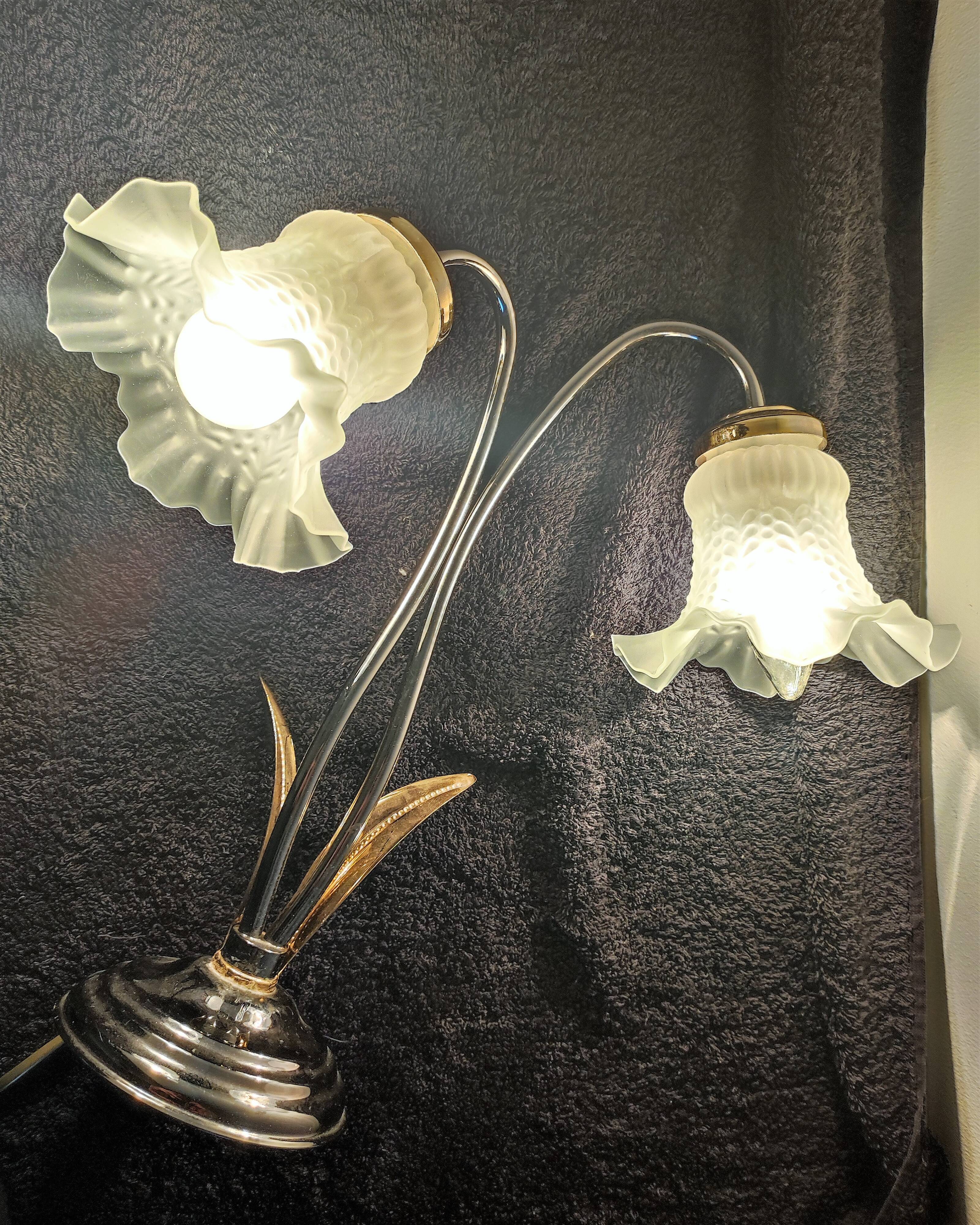 Double lamp gooseneck tulip glass paste decoration reeds