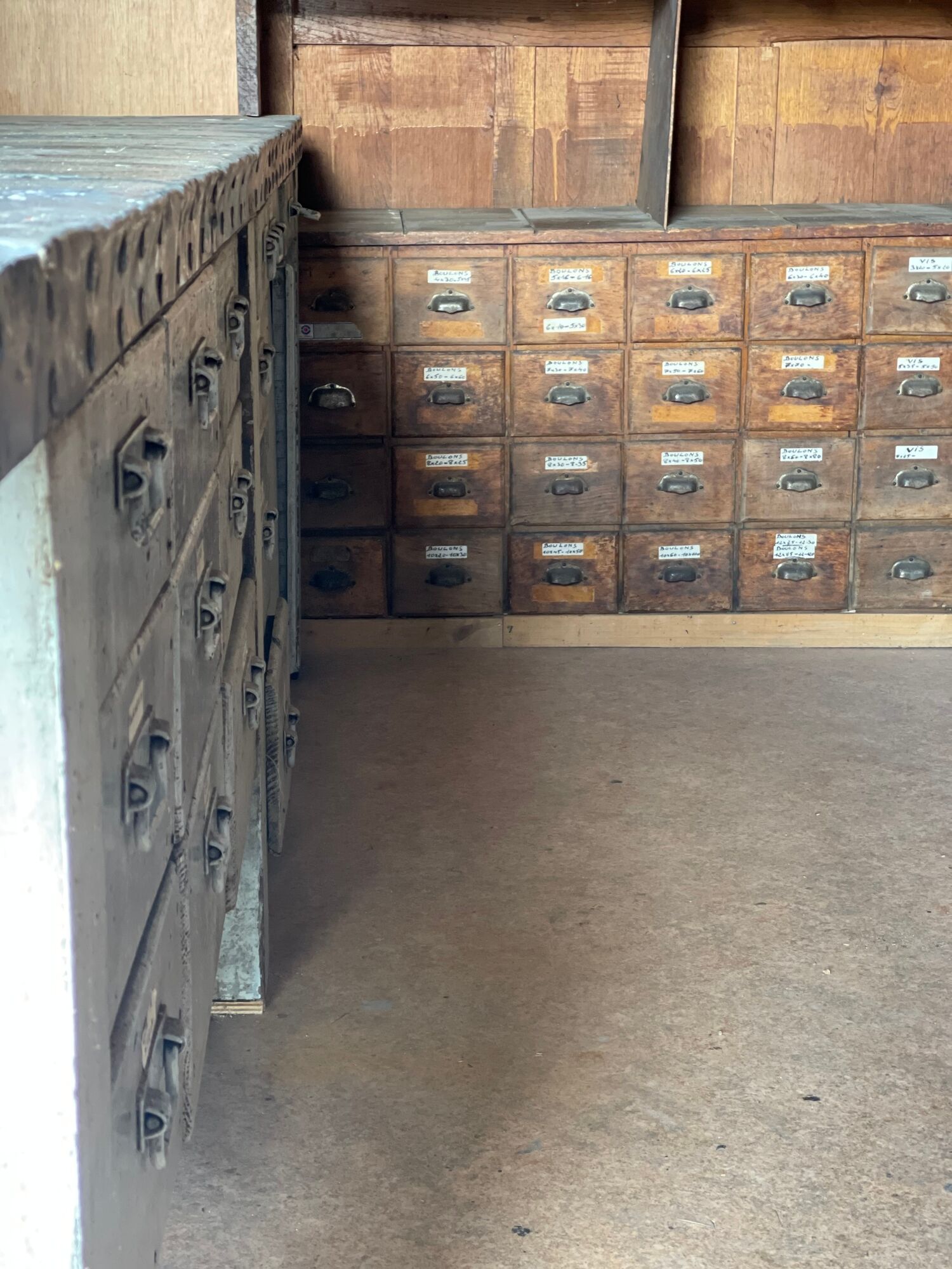 Workbench with drawers furniture of wood and metal loom 1930