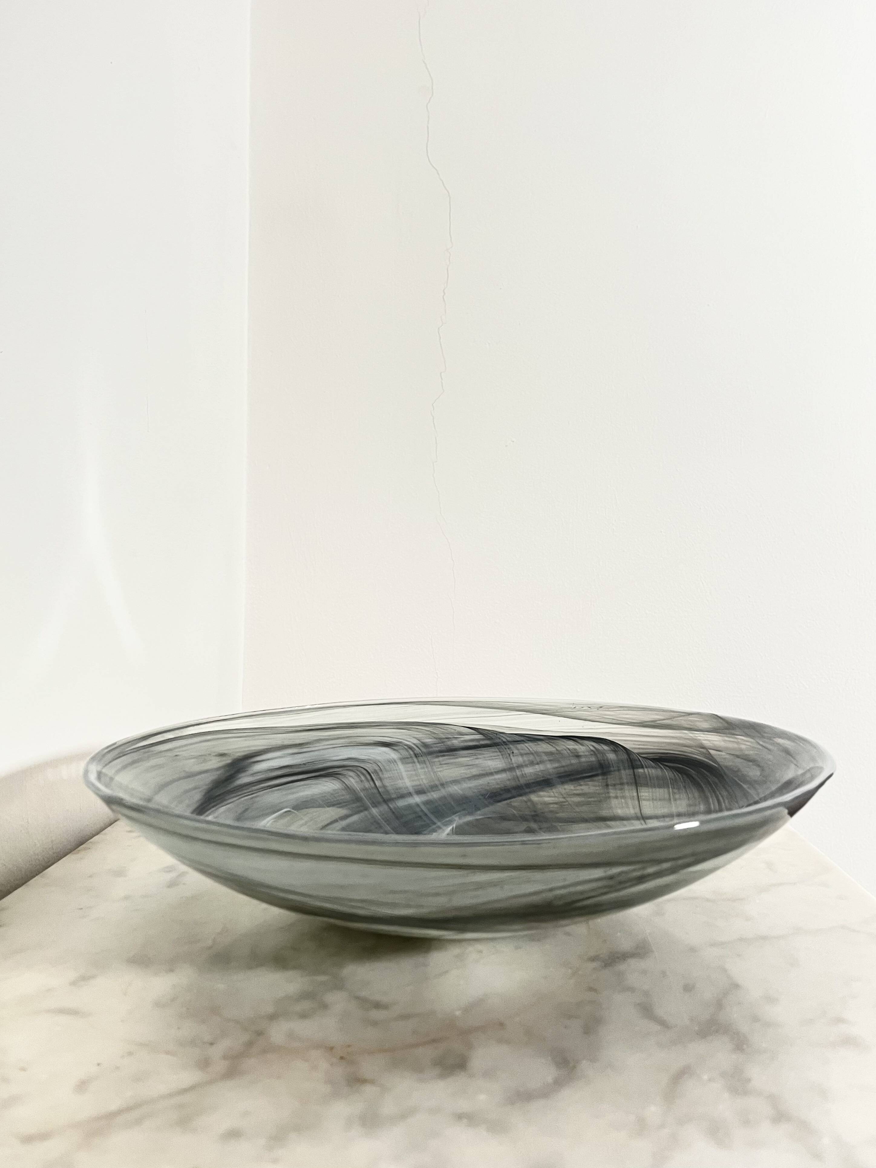 Vintage Holmegaard Smoked Glass Swirl Plate, Serving Bowl, Denmark, 1070s