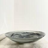 Vintage Holmegaard Smoked Glass Swirl Plate, Serving Bowl, Denmark, 1070s