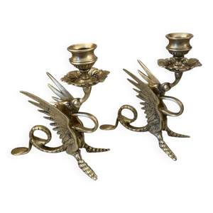 paire de bougeoirs en - bronze