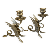 Paire de bougeoirs en bronze doré