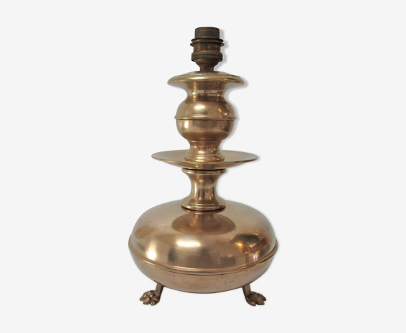 Pied de lampe laiton tripode à pattes de lion début XXème