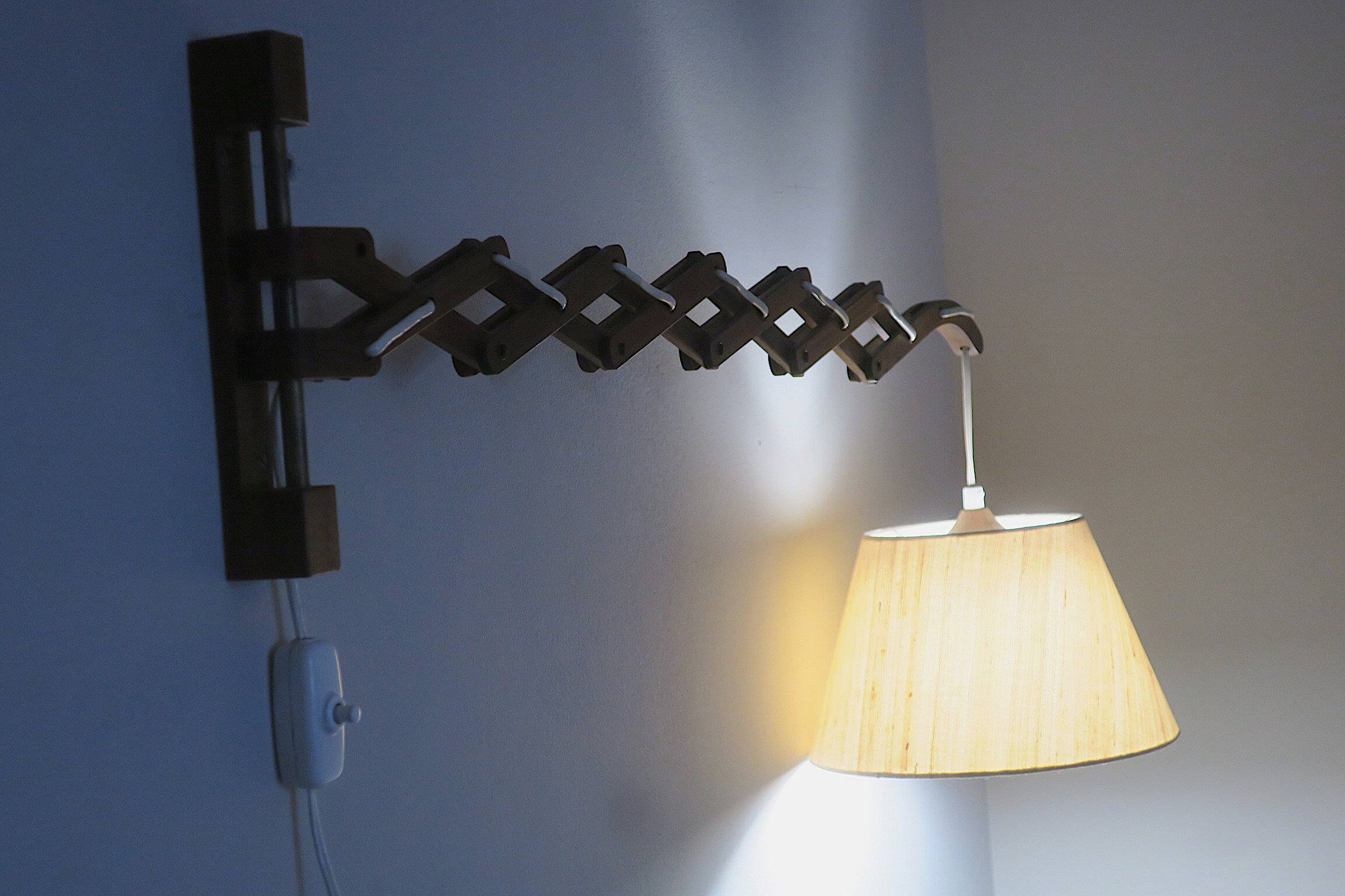 Large concertina wall light in teak by Eric Hansen / Le Klint, Denmark 1960