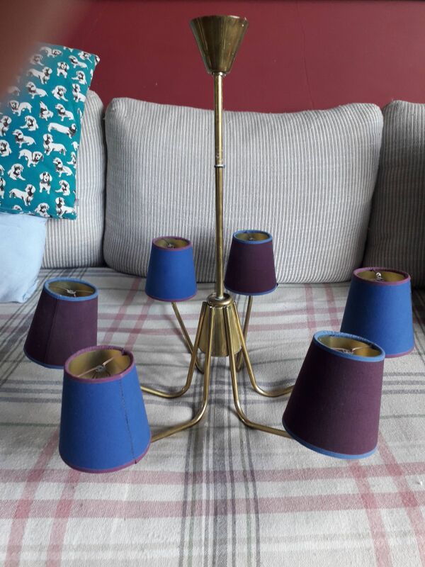 Luminaire scandinave vintage à 6 branches