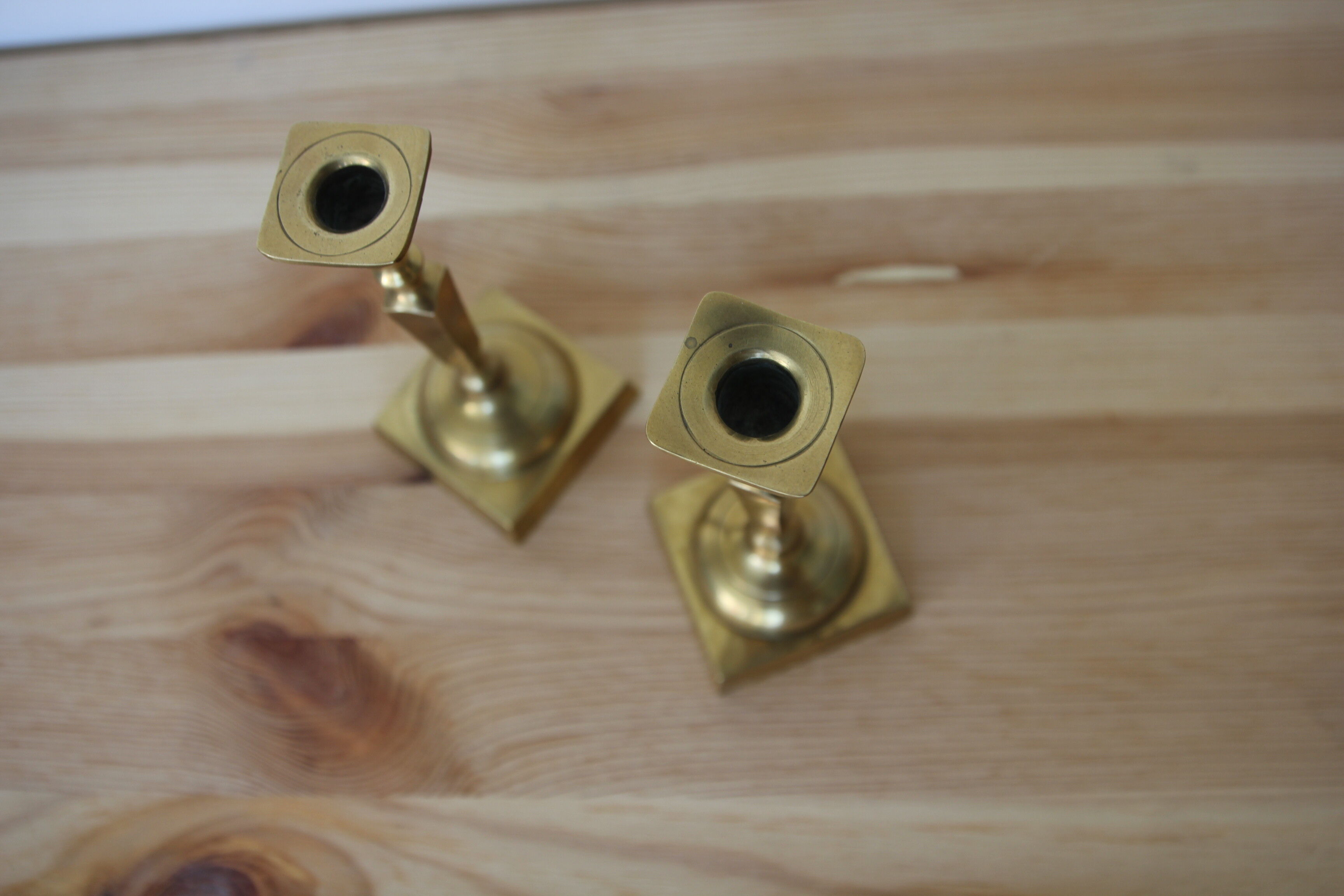 Pair of brass candle holders
