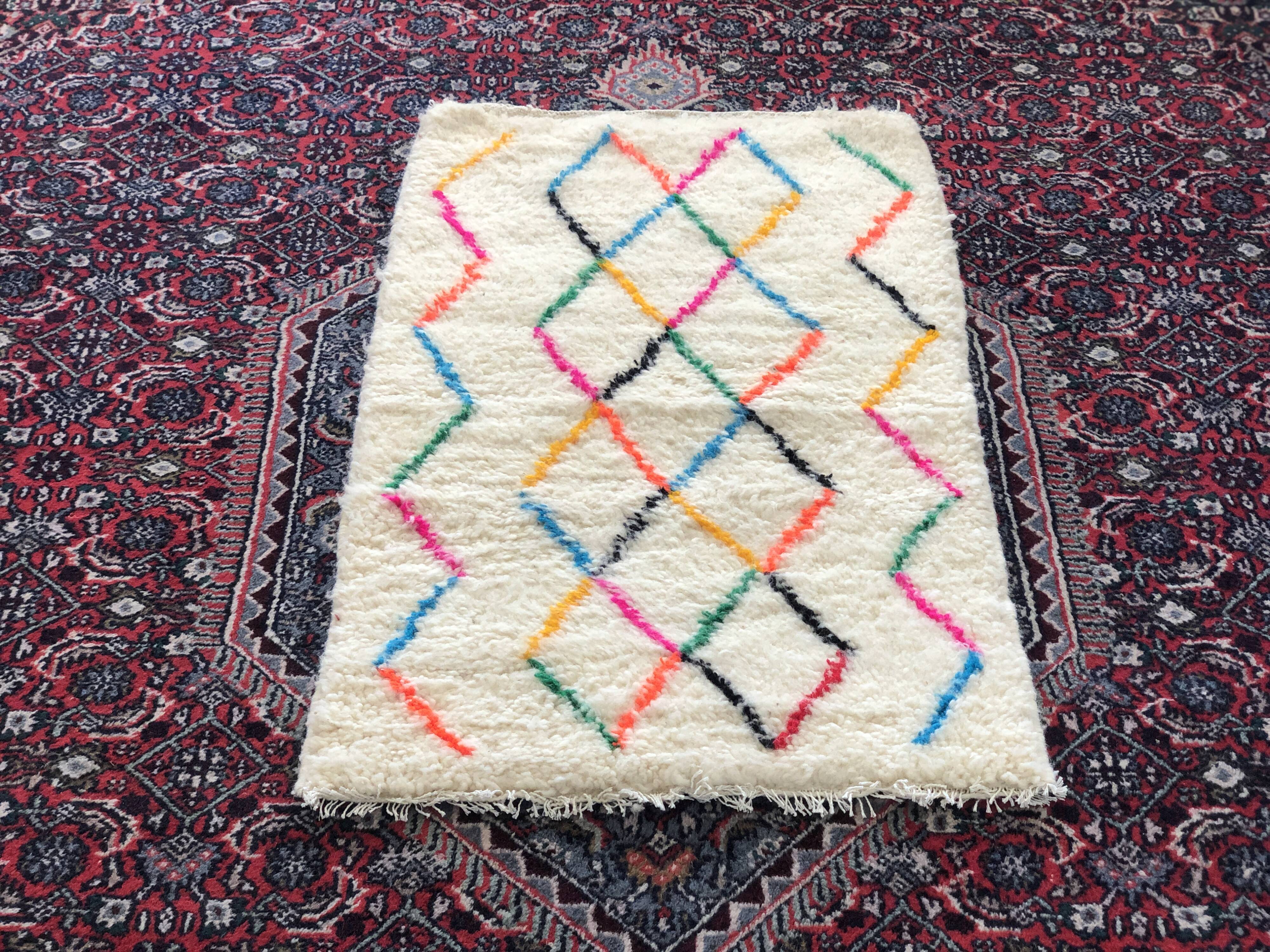 Colorful azilal carpet children's room 61x101cm