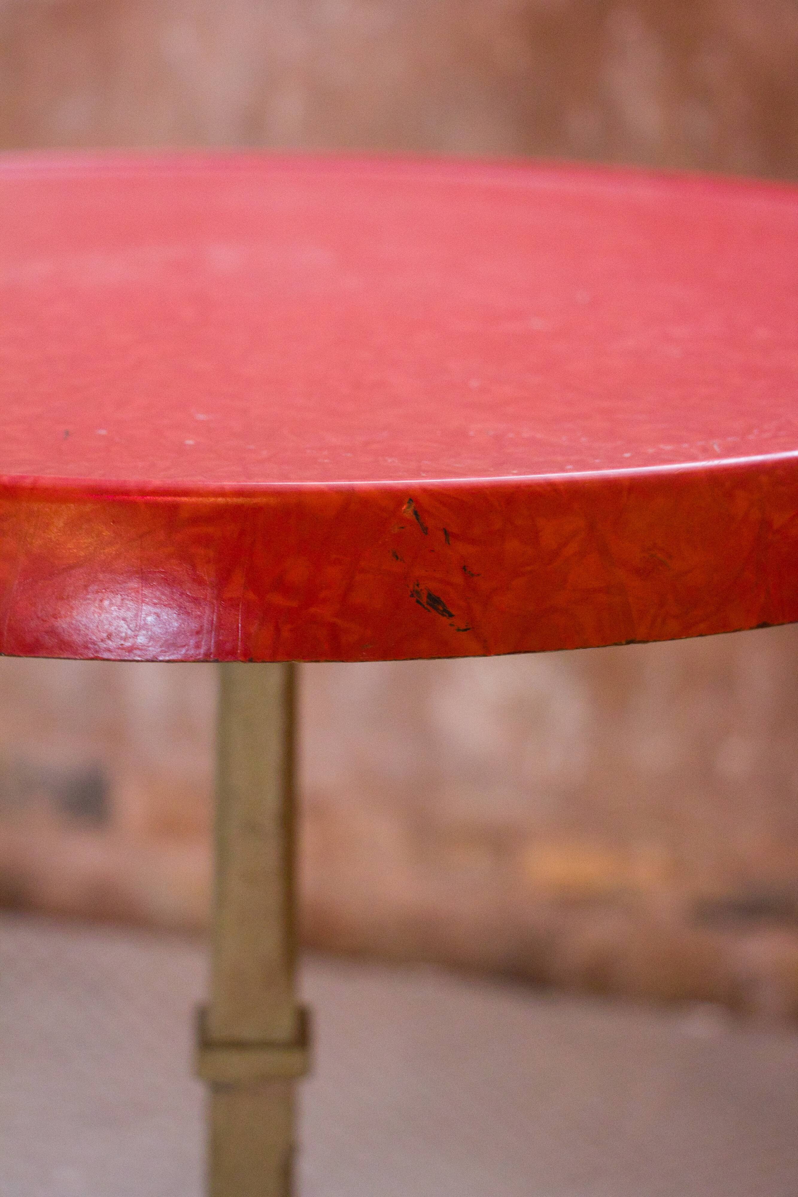 Table bistro bar round Formica red