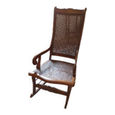 Rocking-chair égyptien en bois et cannage