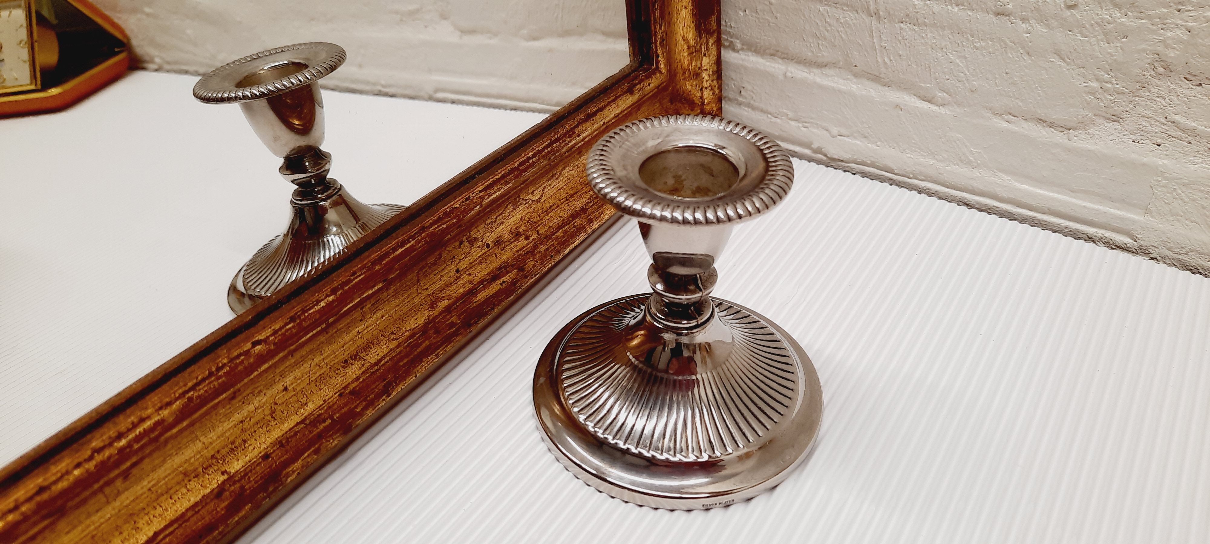 Silver metal candle holder