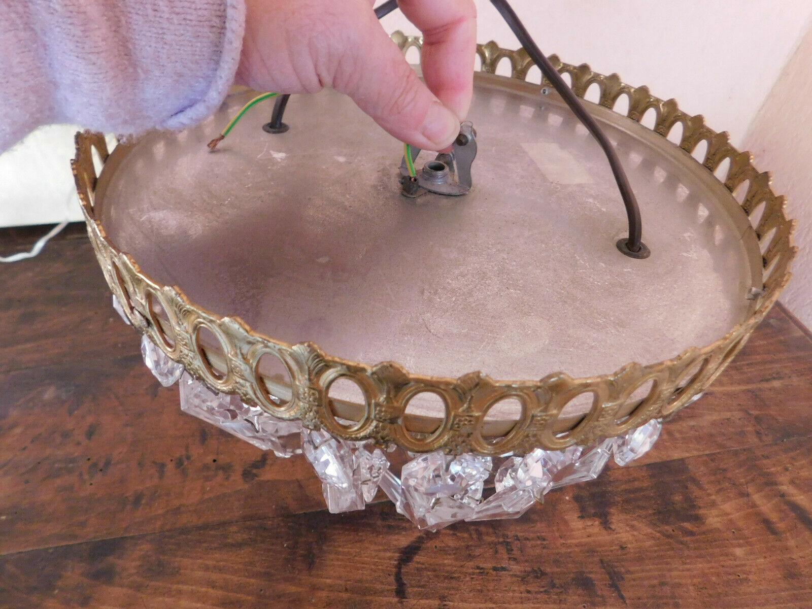 Lustre pampilles corbeille