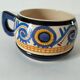 Quimper cup Paul Fouillen stylised decoration blue ochre circa 1940