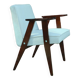 Scandinavian boucle armchair in snow white with dark walnut wood colour, designed by Chierowski, model 366.