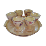 Ensemble ancien plateau et ses 6 coquetiers