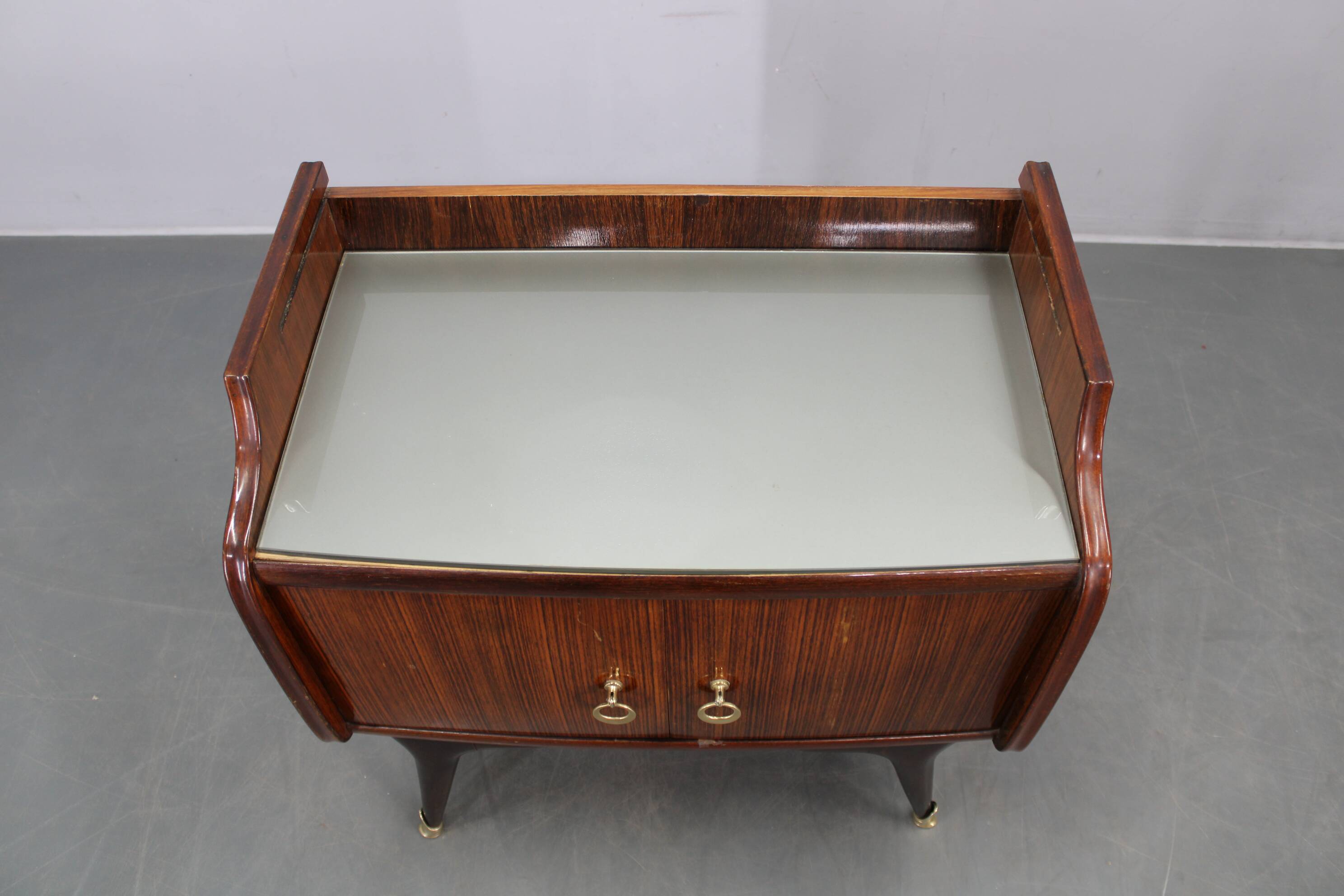Mid-century Italian bedside tables with glass tops, 1950s