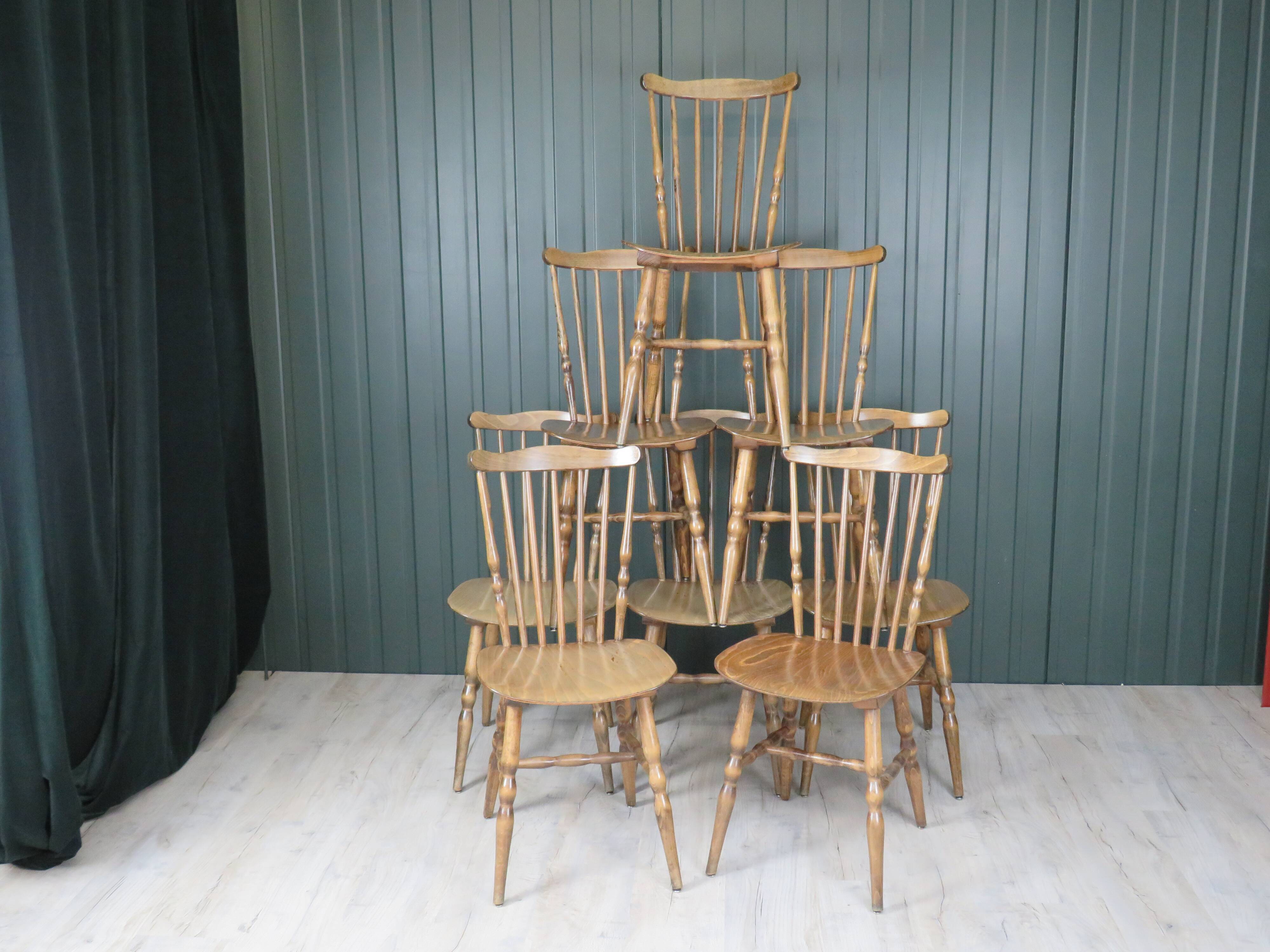 Suite of 8 chairs bistro model Tacoma Baumann