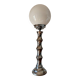 Vintage 1970s chrome globe lamp with bamboo-like finish