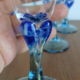 Luminarc champagne flutes from the 70s with blue stem