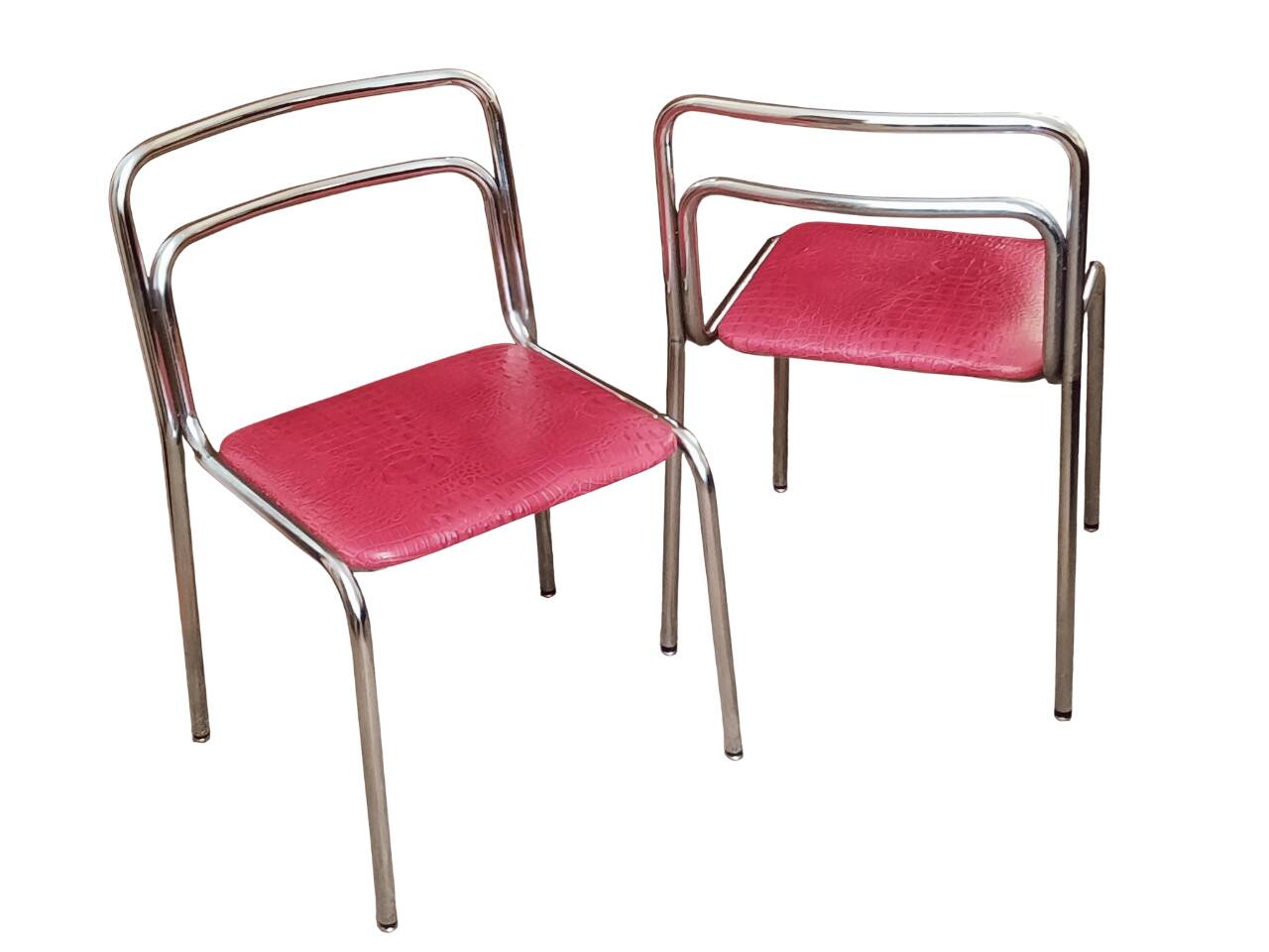 2 chaises en cuir, années 60-70