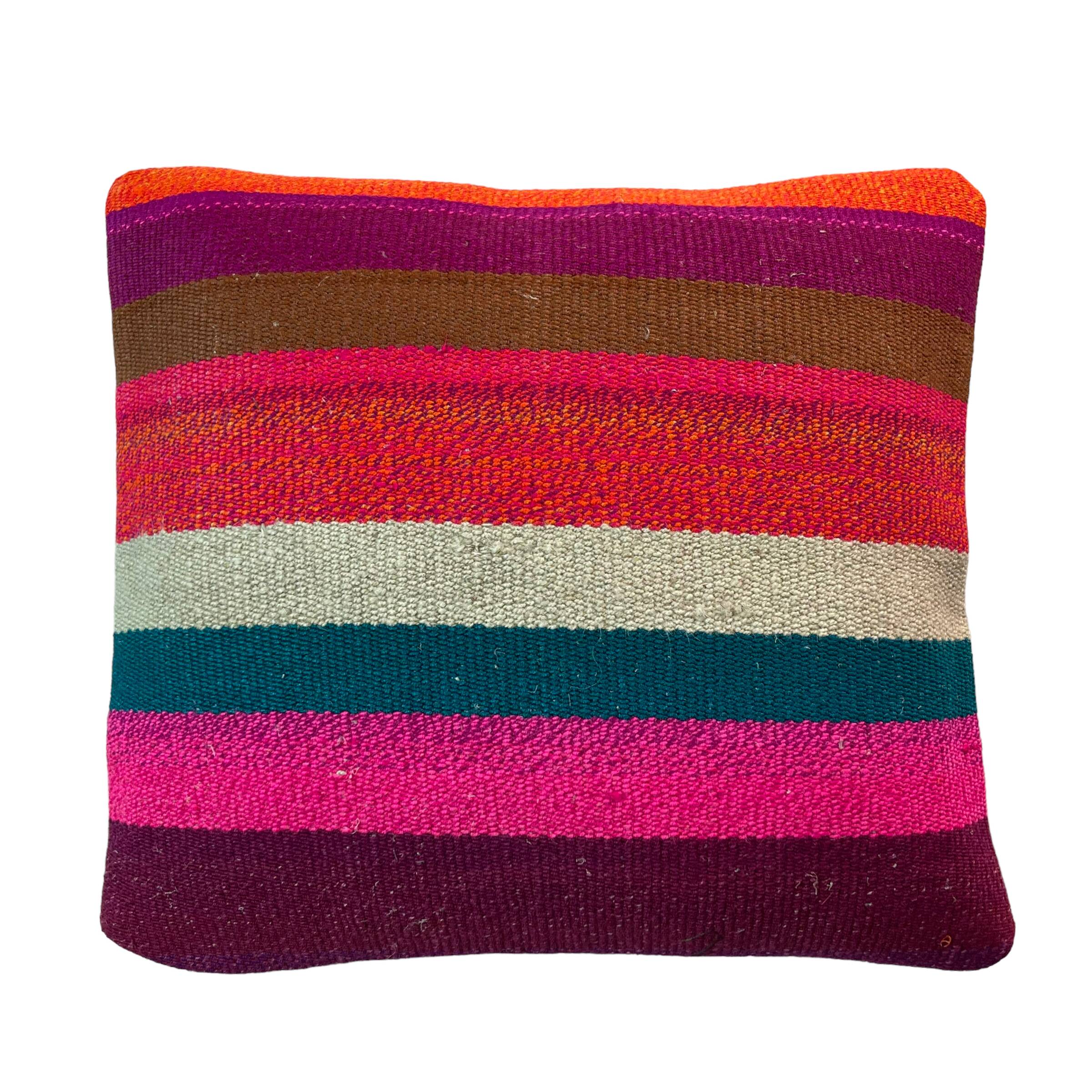 Vintage turkish kilim cushion cover , 40 x 40 cm