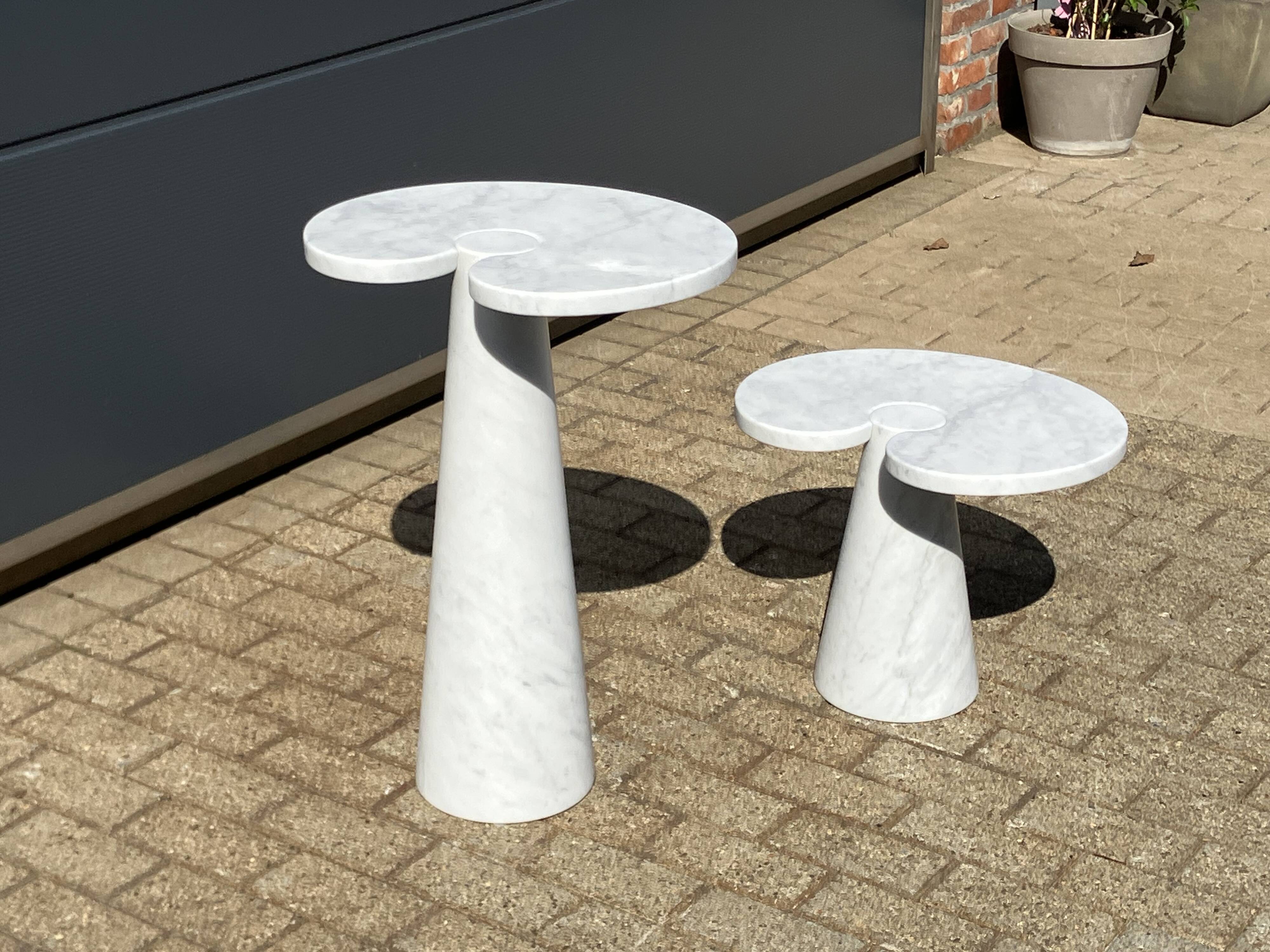2x Eros Side table Angelo Mangiarotti Carrara marmer Nieuwstaat!