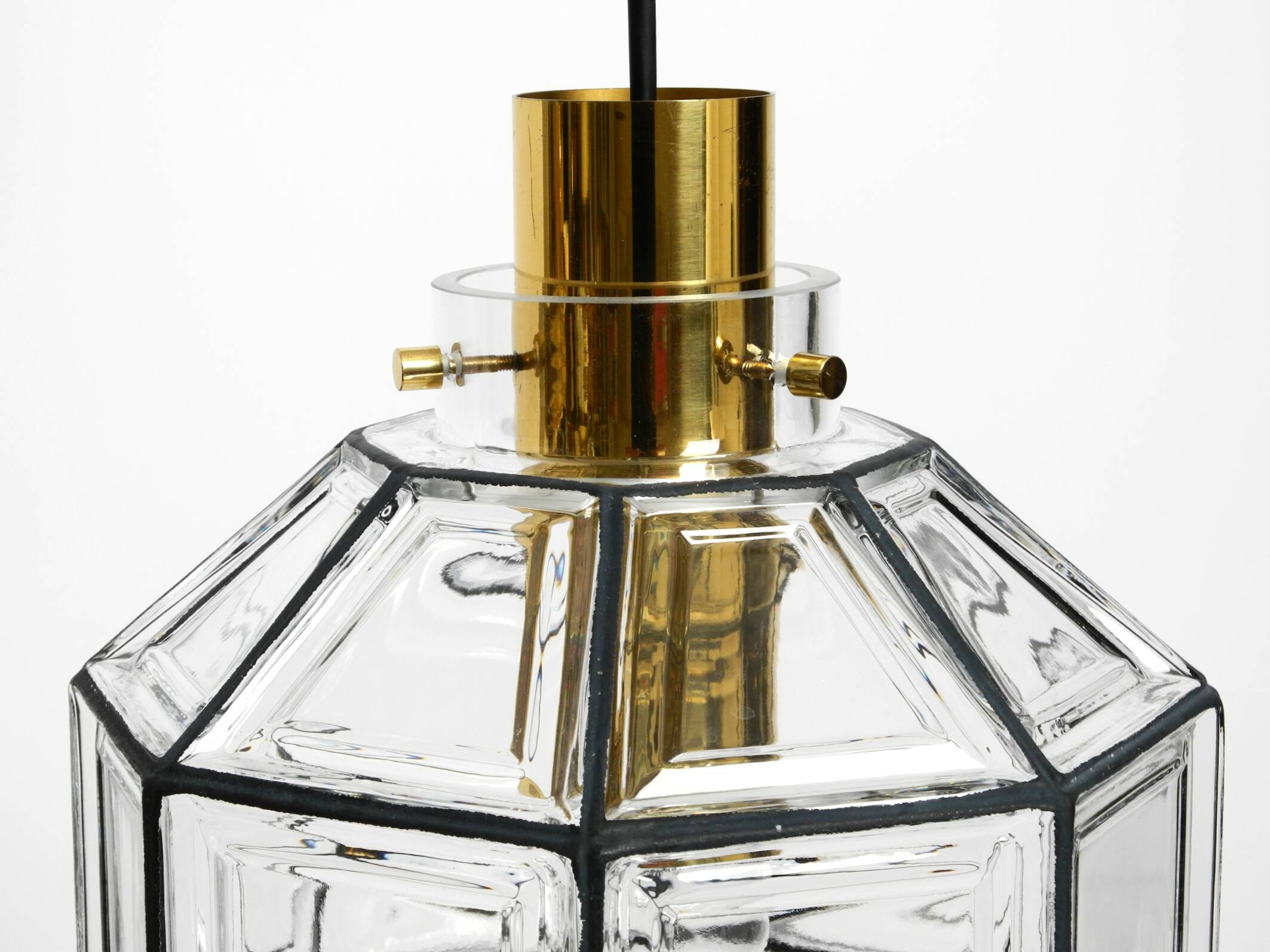 Beautiful rare original 60s  Limburg octagonal glass pendant lamp