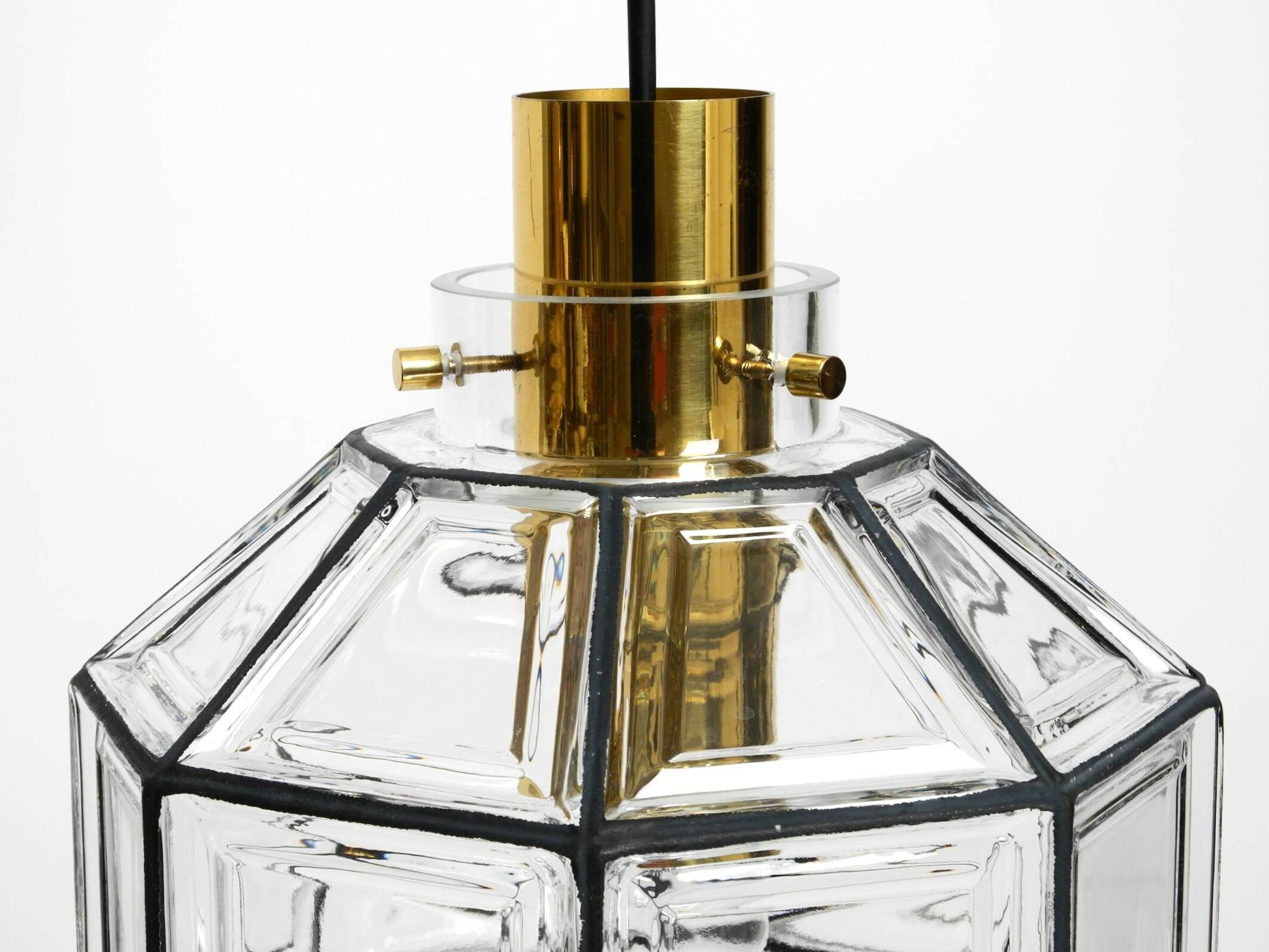 Beautiful rare original 60s  Limburg octagonal glass pendant lamp