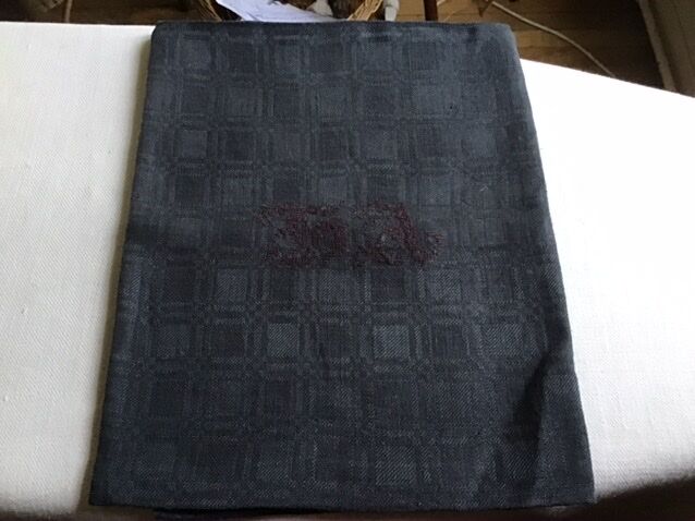 Small black grey linen tablecloth 74x103