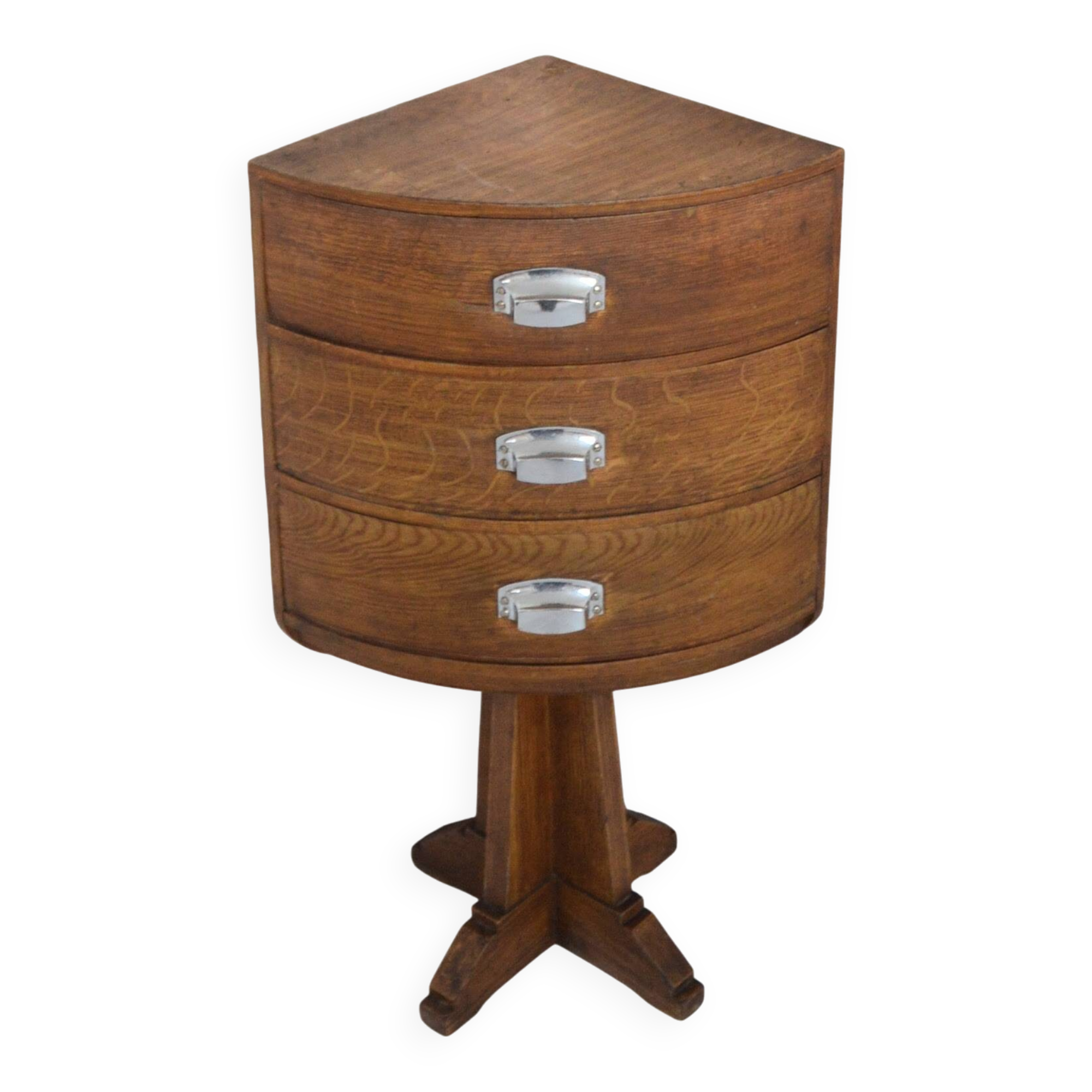 Vintage 1930s Art Deco Corner Bedside Table / Side Table