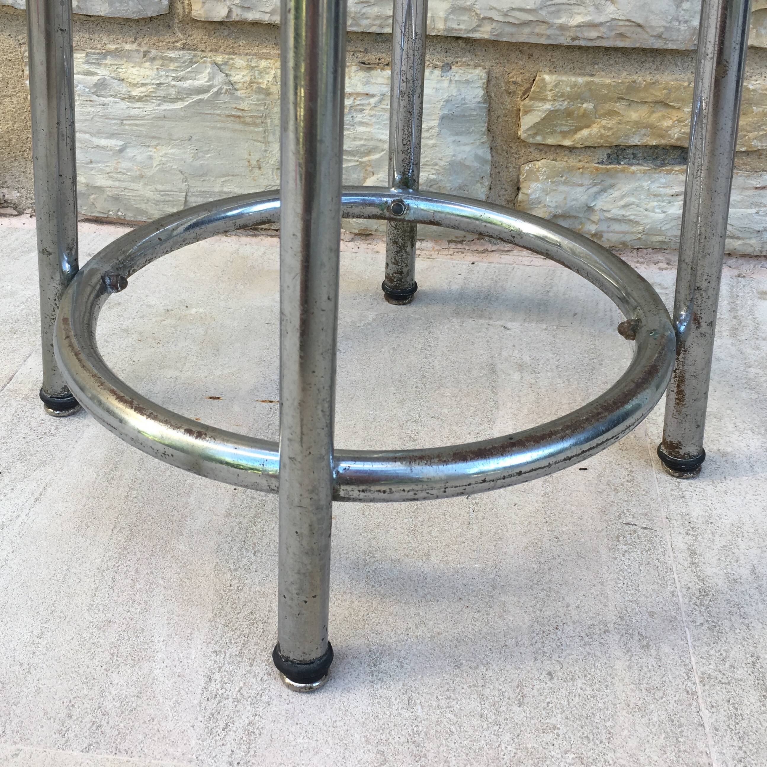 Modernist stool circa 1930 in the style of LC7 by Perriand, Le Corbusier and Jeanneret