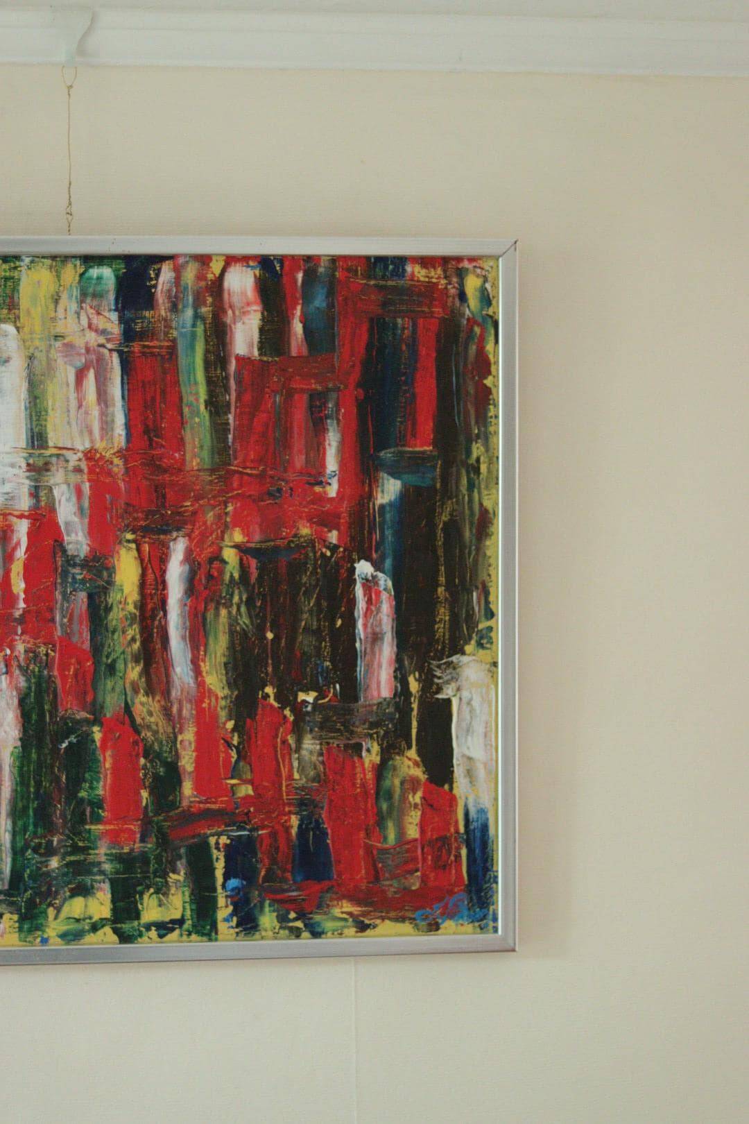 Original vintage abstract oil on canvas