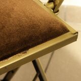 Pair of folding chairs in velvet and gilded metal