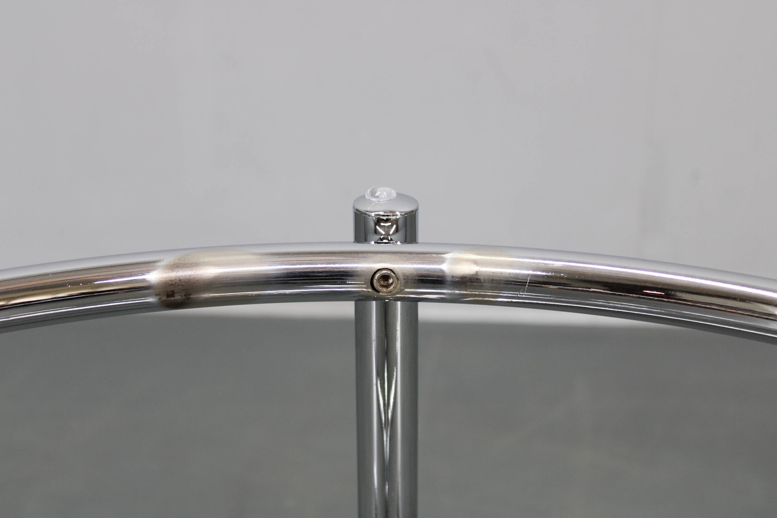 1970s Italian chrome tubular coffee table with smoked glass, round