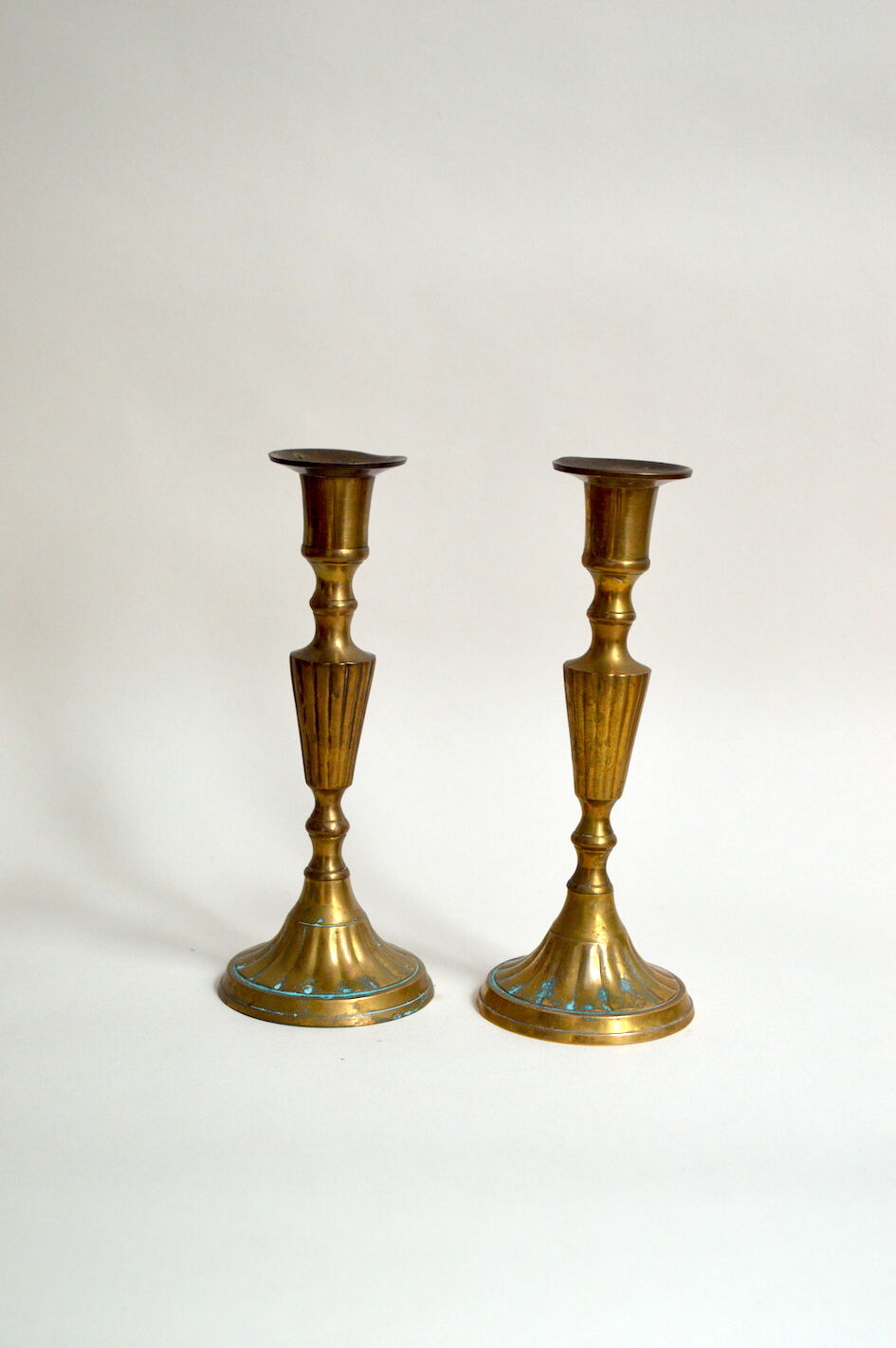 Pair of gilded brass candlesticks