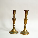 Pair of gilded brass candlesticks