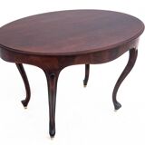 Table et 4 chaises en bois et tissu, Europe du Nord vers 1870