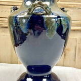 Old large sandstone vase signed Maure Lebret de Ligers Puisaye triple handles