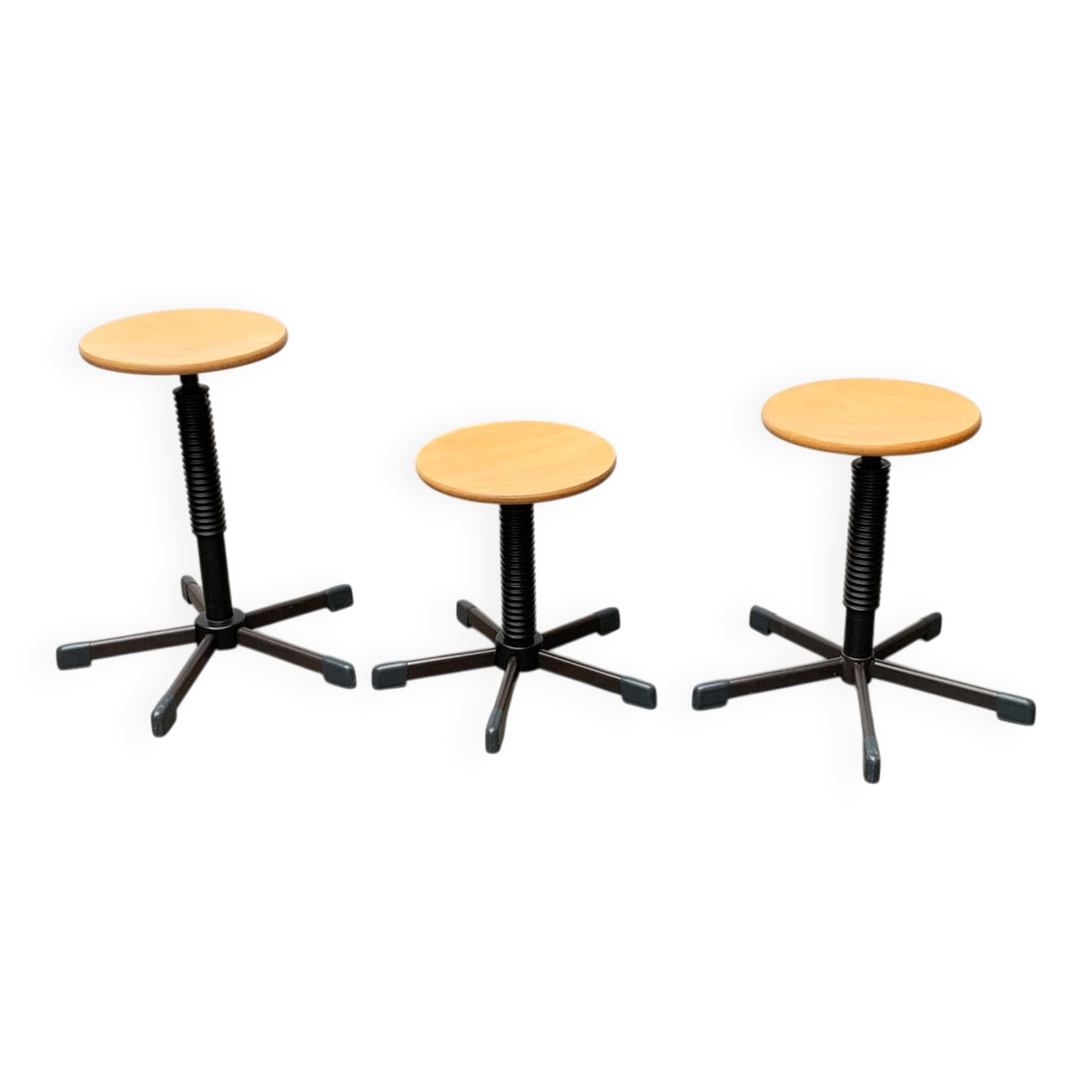 Vintage German industrial workshop stools, set of 3