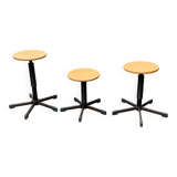 Vintage German industrial workshop stools, set of 3