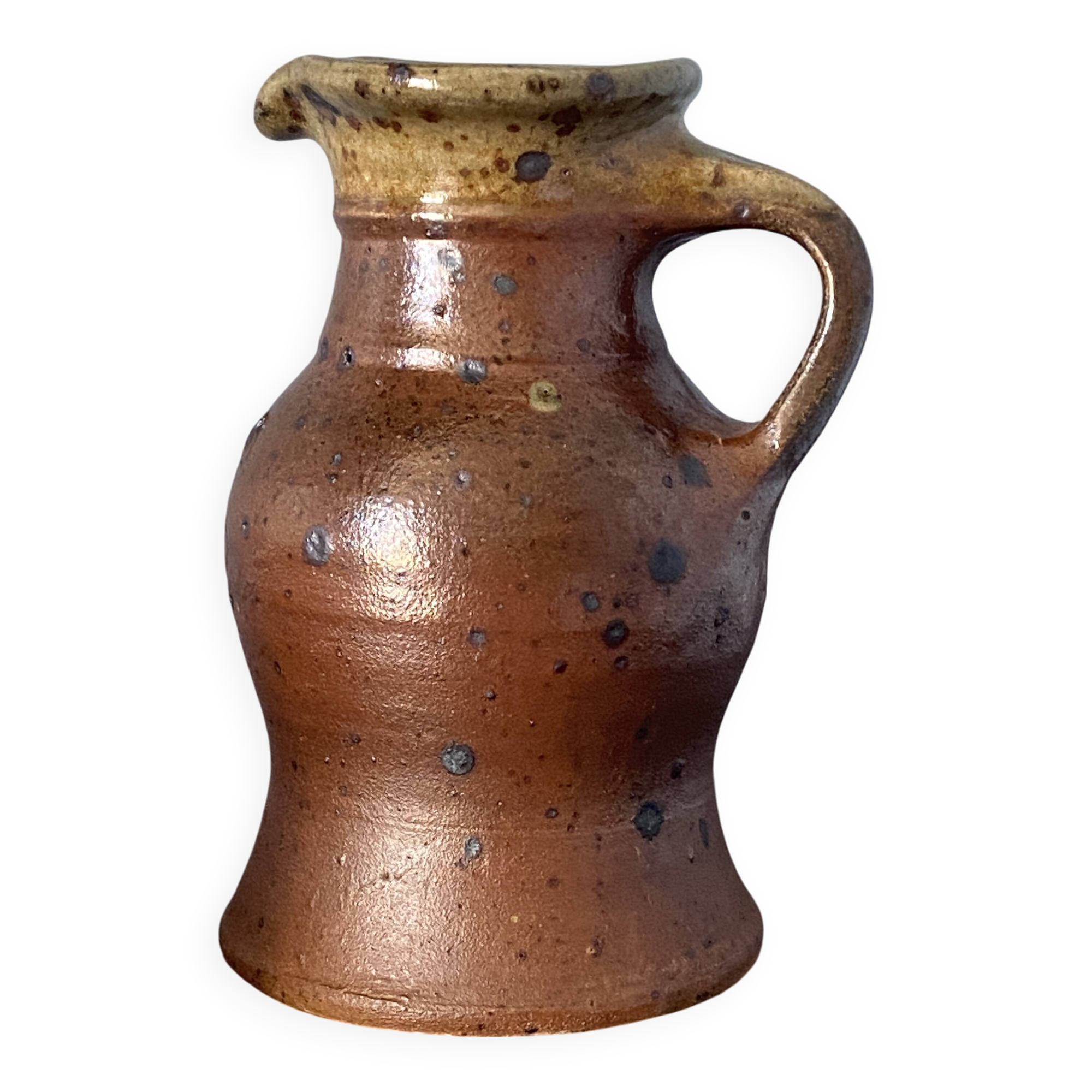 Pitcher / jug / vase in pyrite stoneware signed Pierre Digan La Borne 1960