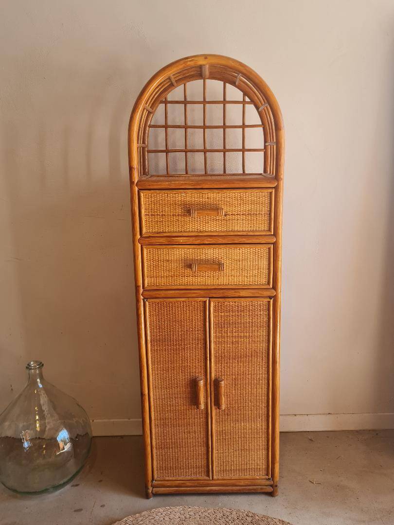 Vintage rattan wardrobe