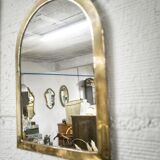 Brass half-moon mirror